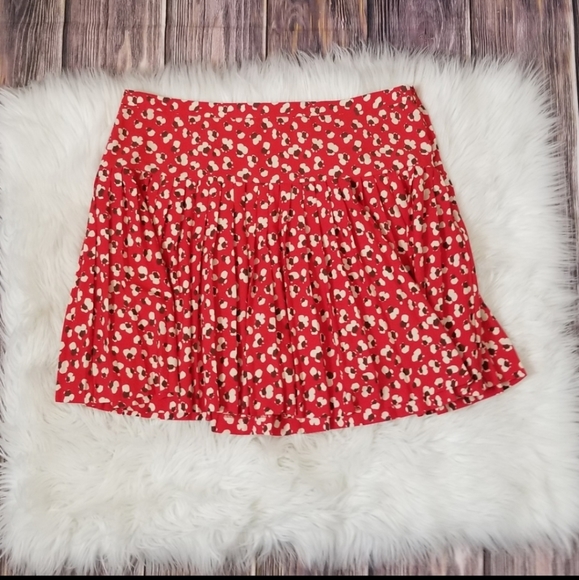 French Connection Dresses & Skirts - French Connection Red Floral Skirt size 16